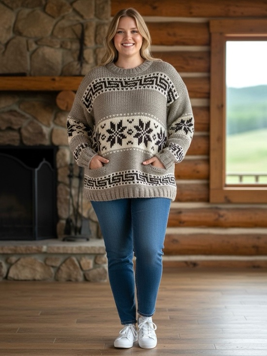 Sweaters - Cowichan Chunky  Wool Sweater - 2X/3X
